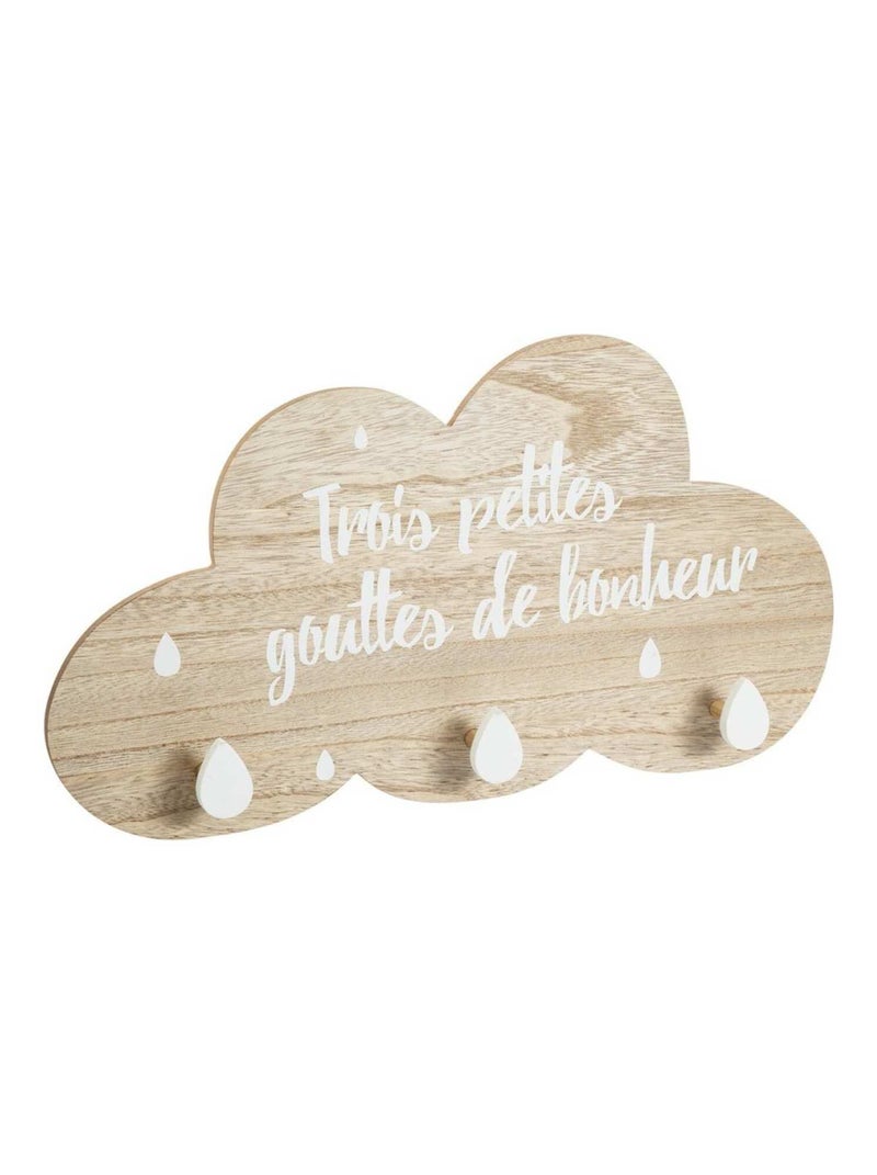 Patère nuage bonheur 3 crochets Beige - Kiabi