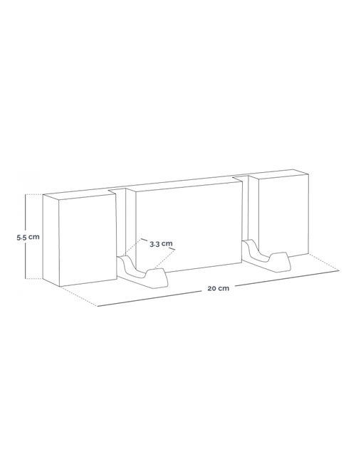 Patère, porte manteau mural rétractable - Bois - 2 crochets - Vivezen - Kiabi