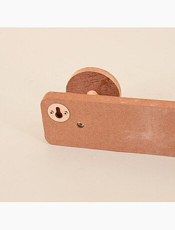 Patère ton bois motifs noirs 3 têtes 35x6cm