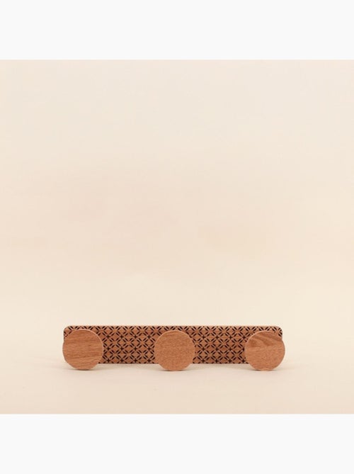 Patère ton bois motifs noirs 3 têtes 35x6cm - Kiabi