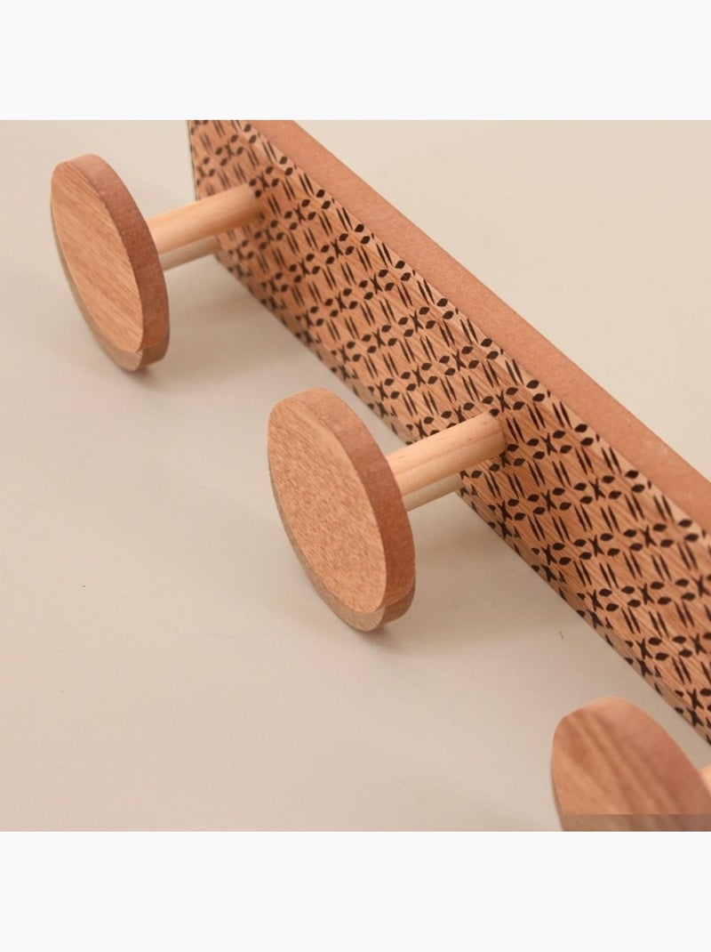 Patère ton bois motifs noirs 3 têtes 35x6cm Beige - Kiabi
