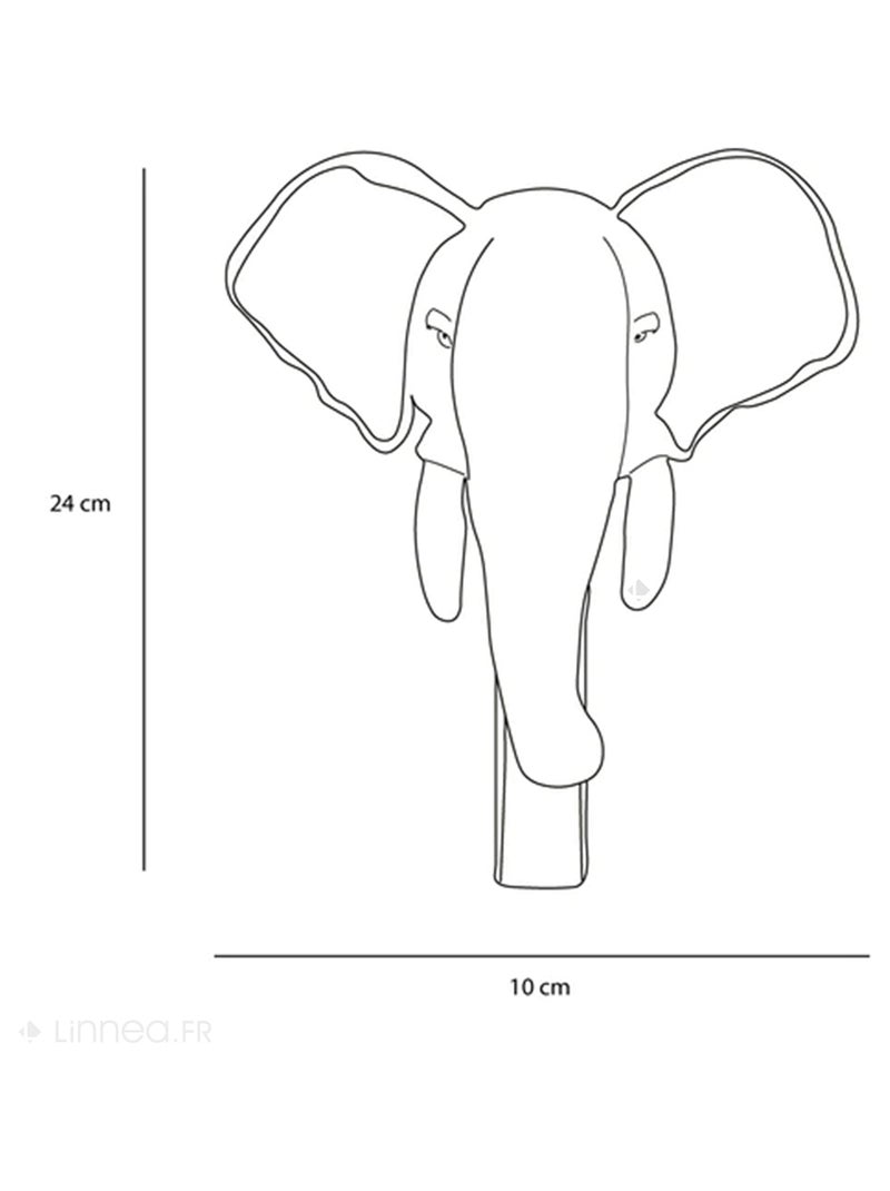 Patères petites têtes collection SOFT ANIMALS Savane Eléphant Gris - Kiabi