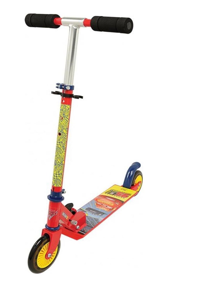 Trottinette Smoby Cars 2 Roues Pliable - Guidon Réglable 83cm - Frein Pied - Enfant 5+ Ans
