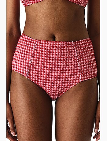 Paulina bas de bikini à carreaux texturé taille haute penti