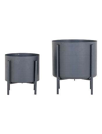 Pavia Flowerpots - Pots de fleurs, acier, gris, lot de 2