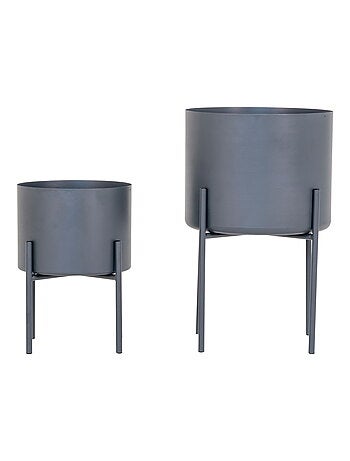 Pavia Flowerpots - Pots de fleurs, acier, gris, lot de 2