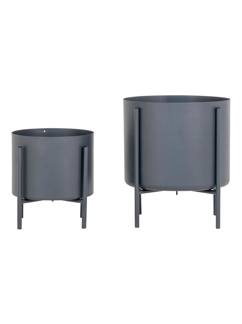 Pavia Flowerpots - Pots de fleurs, acier, gris, lot de 2 Gris - Kiabi