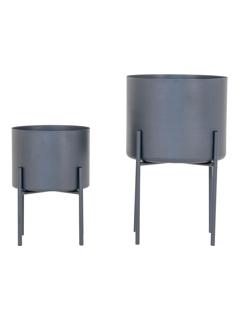 Pavia Flowerpots - Pots de fleurs, acier, gris, lot de 2 Gris - Kiabi