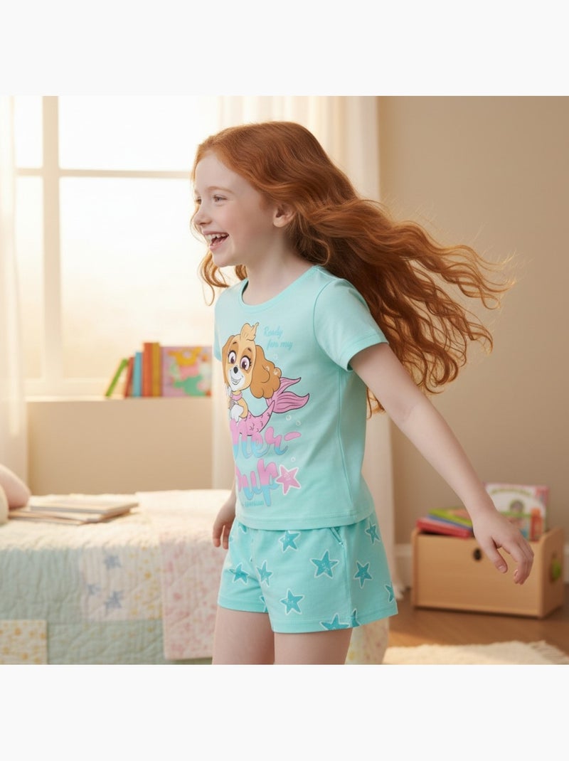 Paw Patrol - Ensemble t-shirt et short fille imprimé Bleu - Kiabi