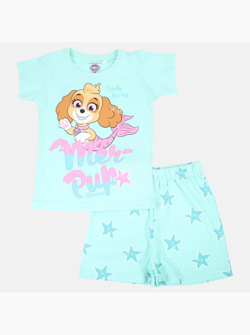 Paw Patrol - Ensemble t-shirt et short fille imprimé Bleu - Kiabi