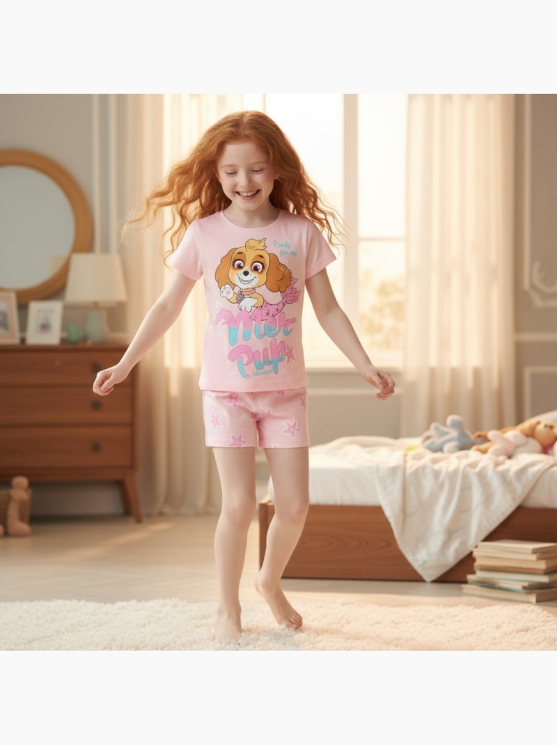 Paw Patrol - Ensemble t-shirt et short fille imprimé Rose - Kiabi