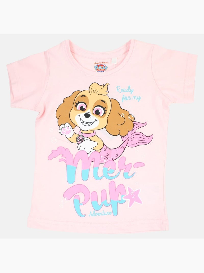 Paw Patrol - Ensemble t-shirt et short fille imprimé Rose - Kiabi