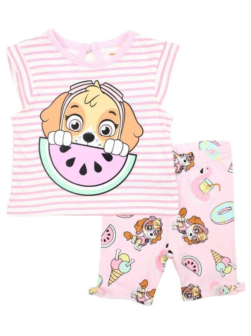 Paw Patrol - Ensemble ​​T-shirt legging Imprimé La Pat' Patrouille Rose - Kiabi