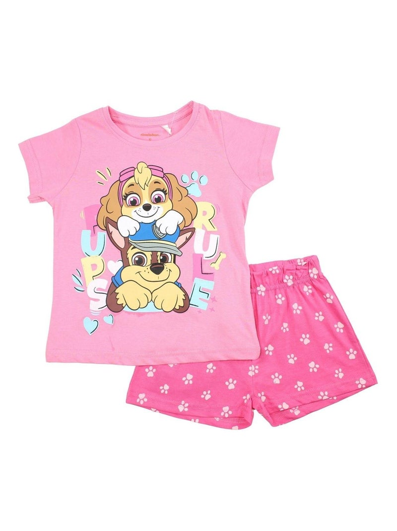 Paw Patrol - Ensemble ​​T-shirt short Imprimé La Pat' Patrouille Rose fushia - Kiabi