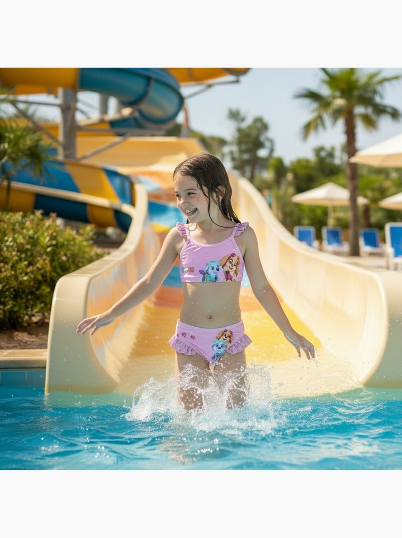 Paw Patrol - Maillot de bain deux pièces enfant imprimé Rose - Kiabi