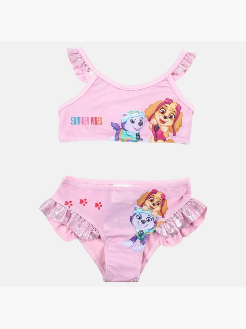 Paw Patrol - Maillot de bain deux pièces enfant imprimé Rose - Kiabi