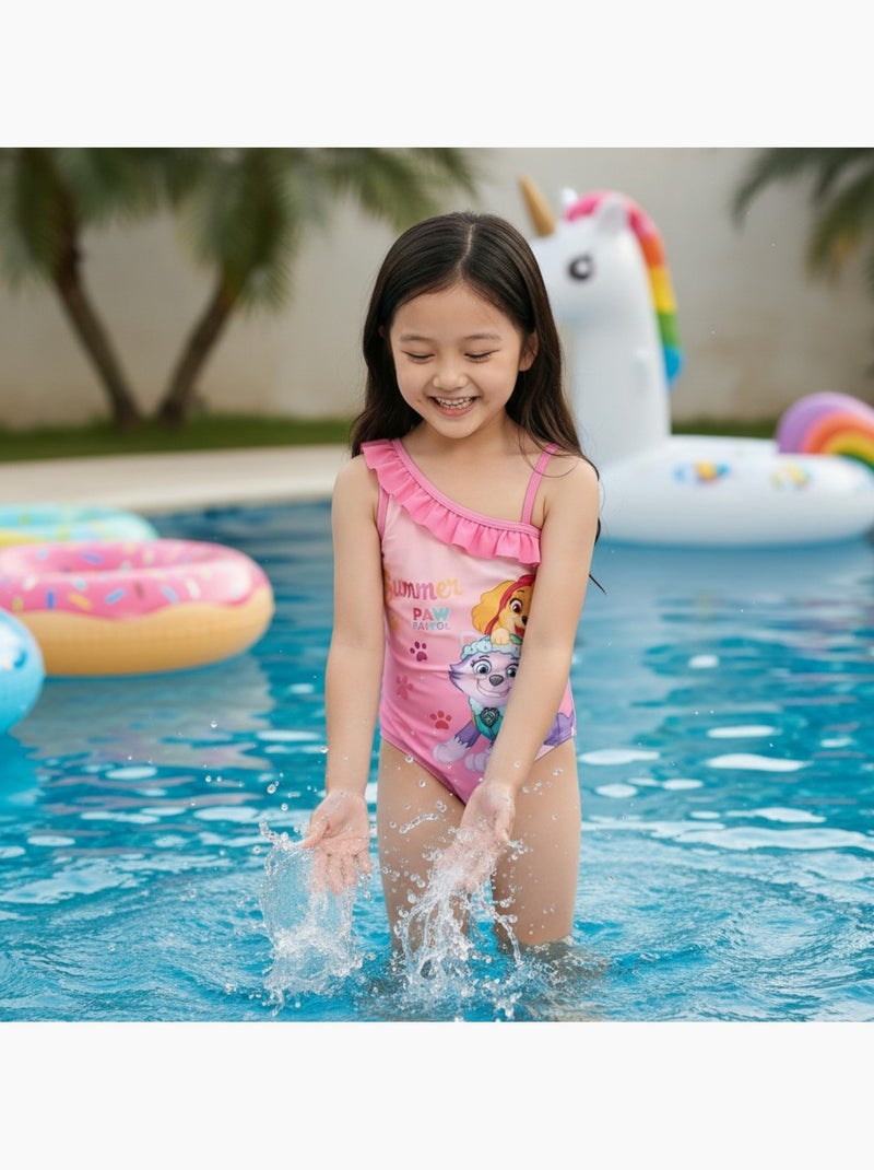 Paw Patrol - Maillot de bain une pièce enfant imprimé Rose - Kiabi