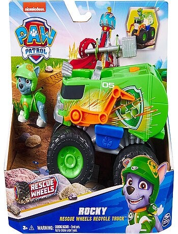 Paw Patrol - Pat Patrouille - Véhicule + figurine Rocky Rescue Wheels