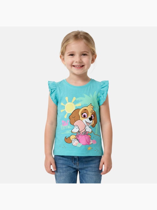 Lot De 2 Débardeurs Pat' Patrouille Fille – 100% Coton, Sans Manches, Blanc/bleu – T-shirt Enfant Licencié