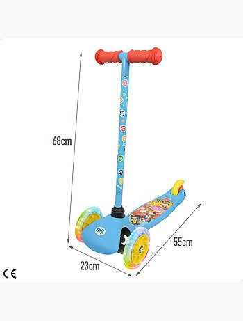 Paw patrol trottinette 3 roues 55x23x68 cm, max. 20 kg, avec lumières et freins