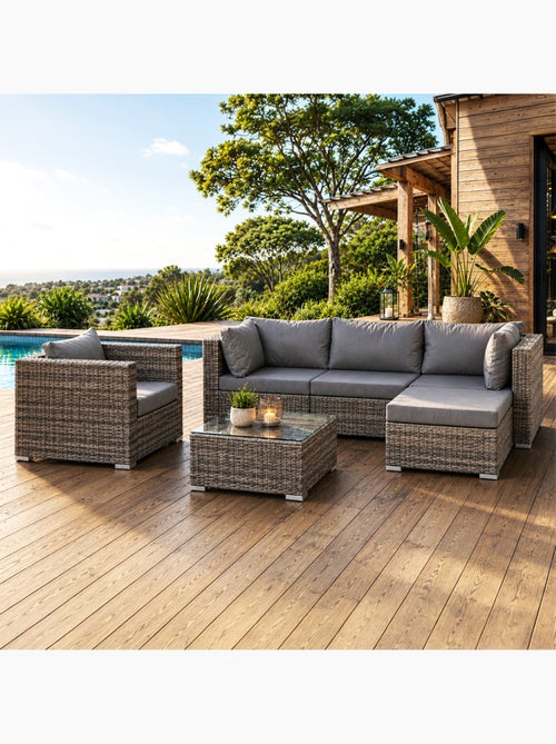 PEANA Salon de jardin 5 places modulable en résine tressée - Kiabi