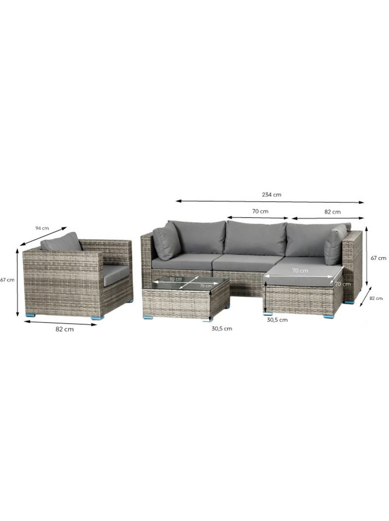 PEANA Salon de jardin 5 places modulable en résine tressée Gris - Kiabi