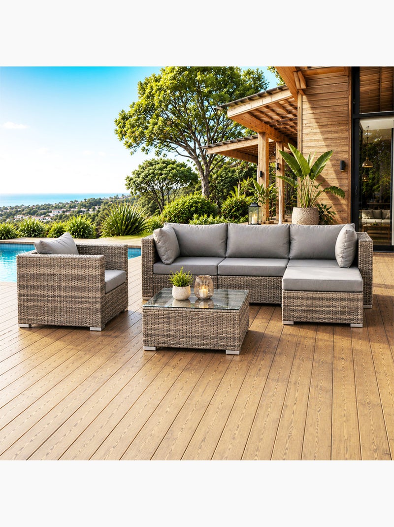 PEANA Salon de jardin 5 places modulable en résine tressée Gris - Kiabi