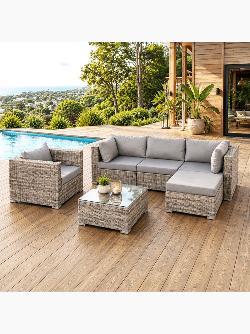 PEANA Salon de jardin 5 places modulable en résine tressée Gris - Kiabi