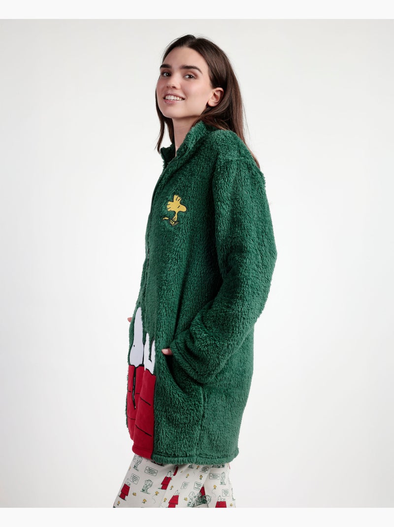 PEANUTS Peignoir chaud à manches longues classique pour femme Peanuts Vert - Kiabi