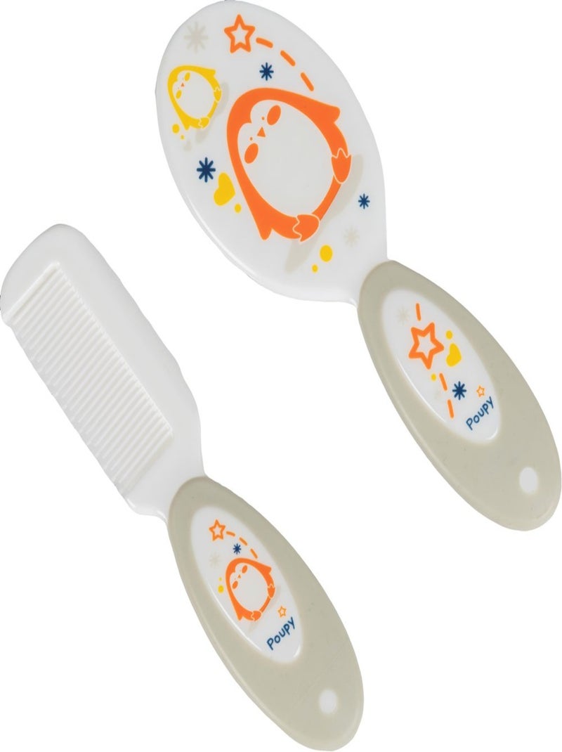 Peigne et brosse - Poupy -pour bébé Blanc Vert - Kiabi