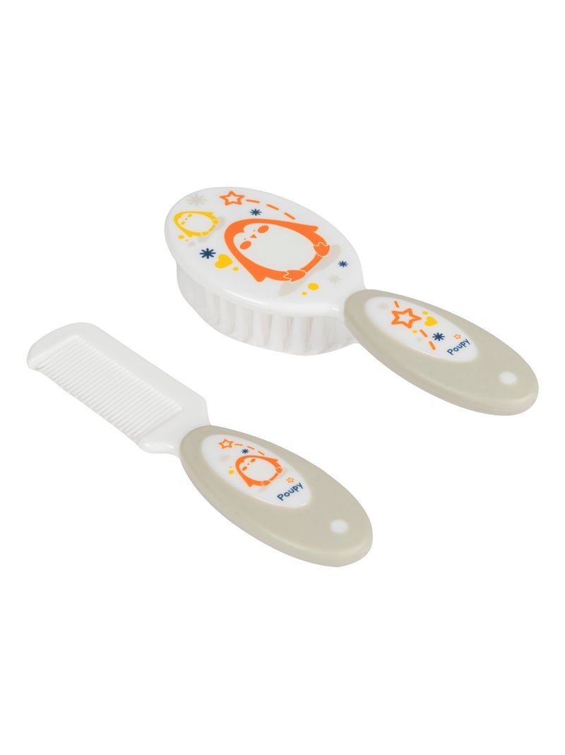 Peigne et brosse - Poupy -pour bébé Blanc Vert - Kiabi