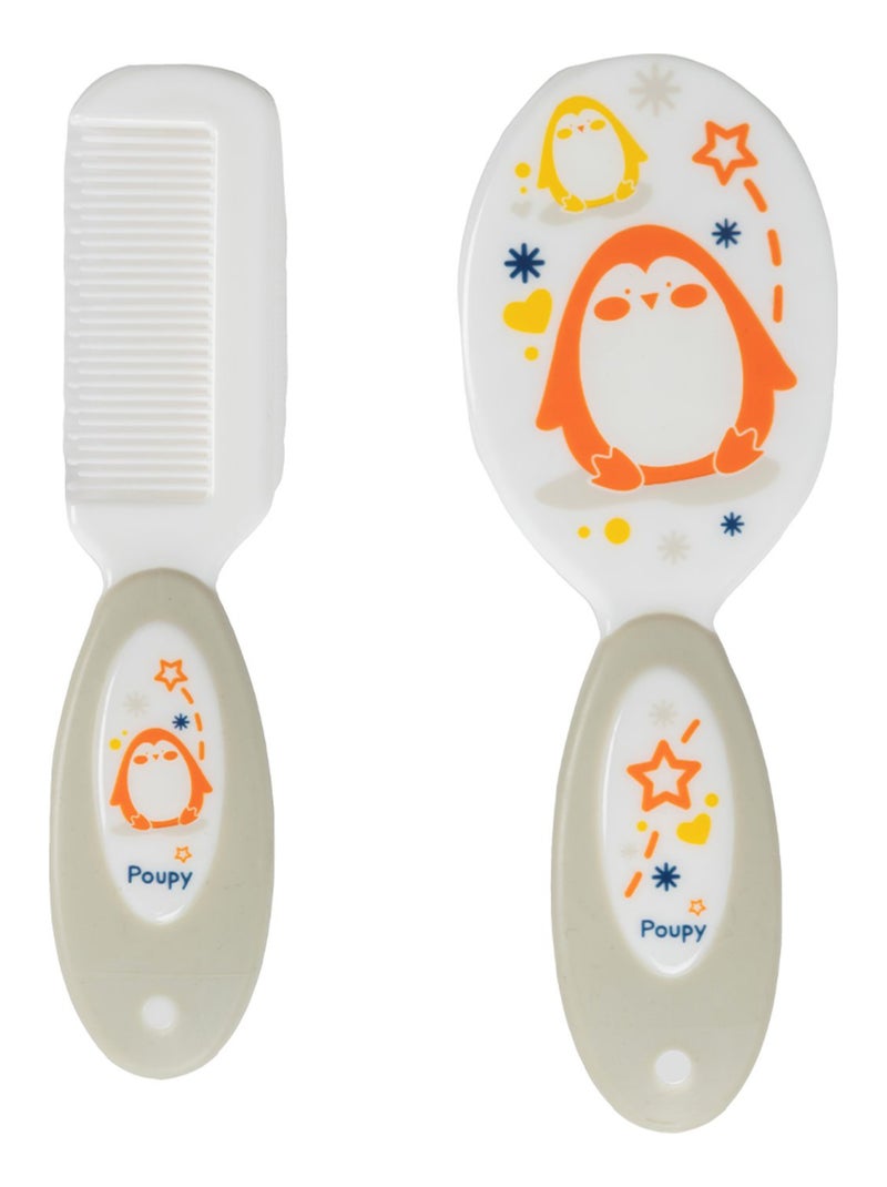 Peigne et brosse - Poupy -pour bébé Blanc Vert - Kiabi