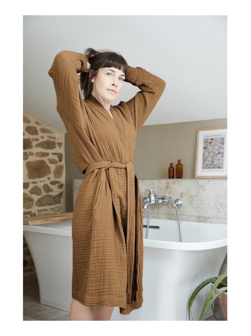 Peignoir - L'effet papillon - Gaze De Coton Camel - Kiabi