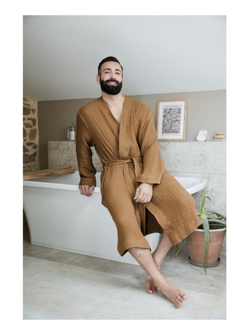 Peignoir - L'effet papillon - Gaze De Coton Camel - Kiabi