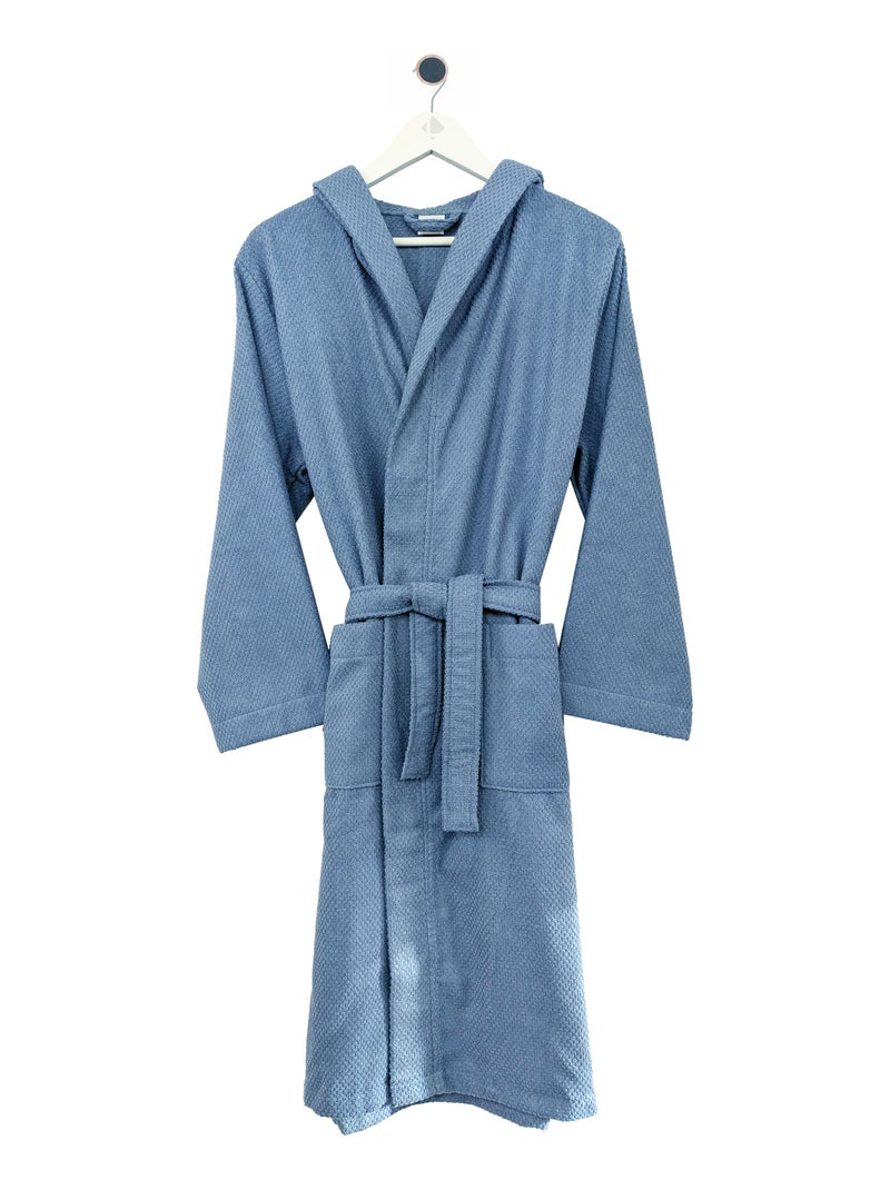 Peignoir à capuche adulte DUNE Capuche Bleu outremer - Kiabi