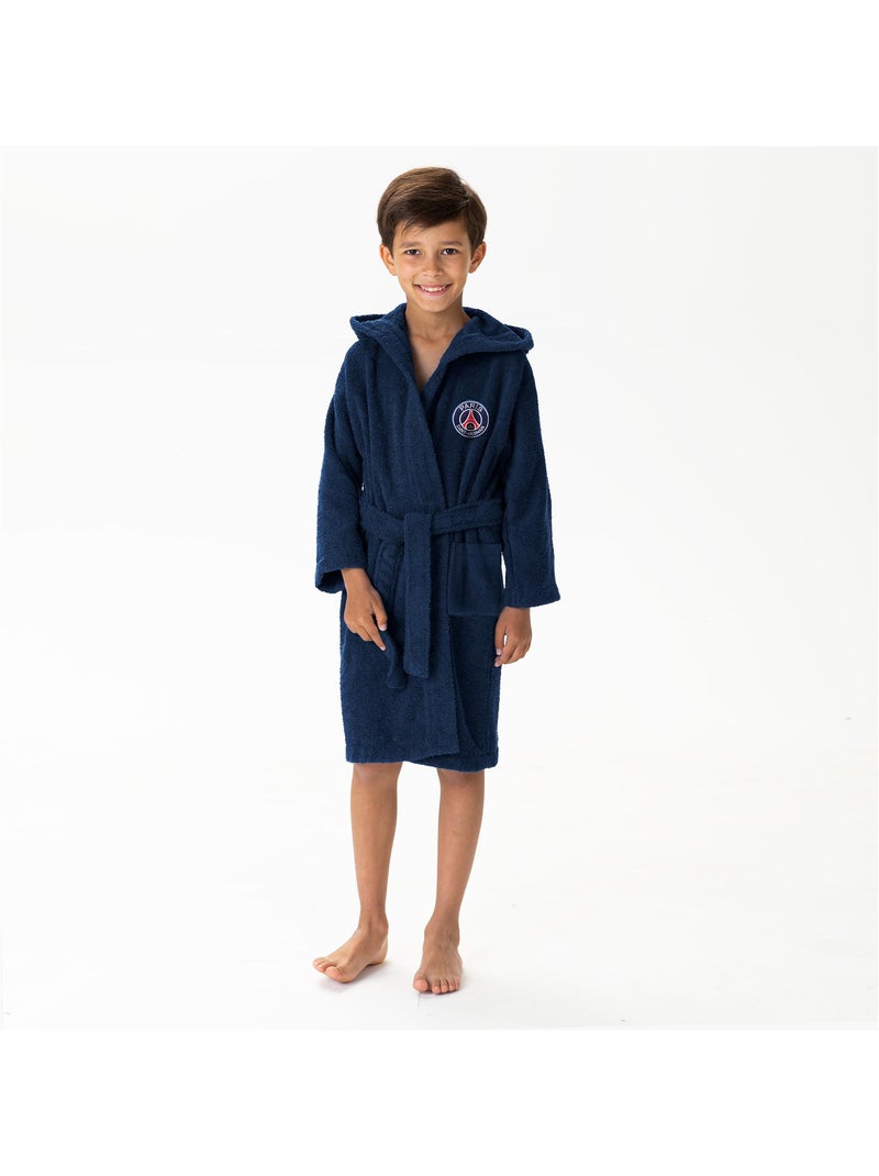 Peignoir à capuche pour enfant 100% coton, PSG TRICOLORE Bleu marine - Kiabi