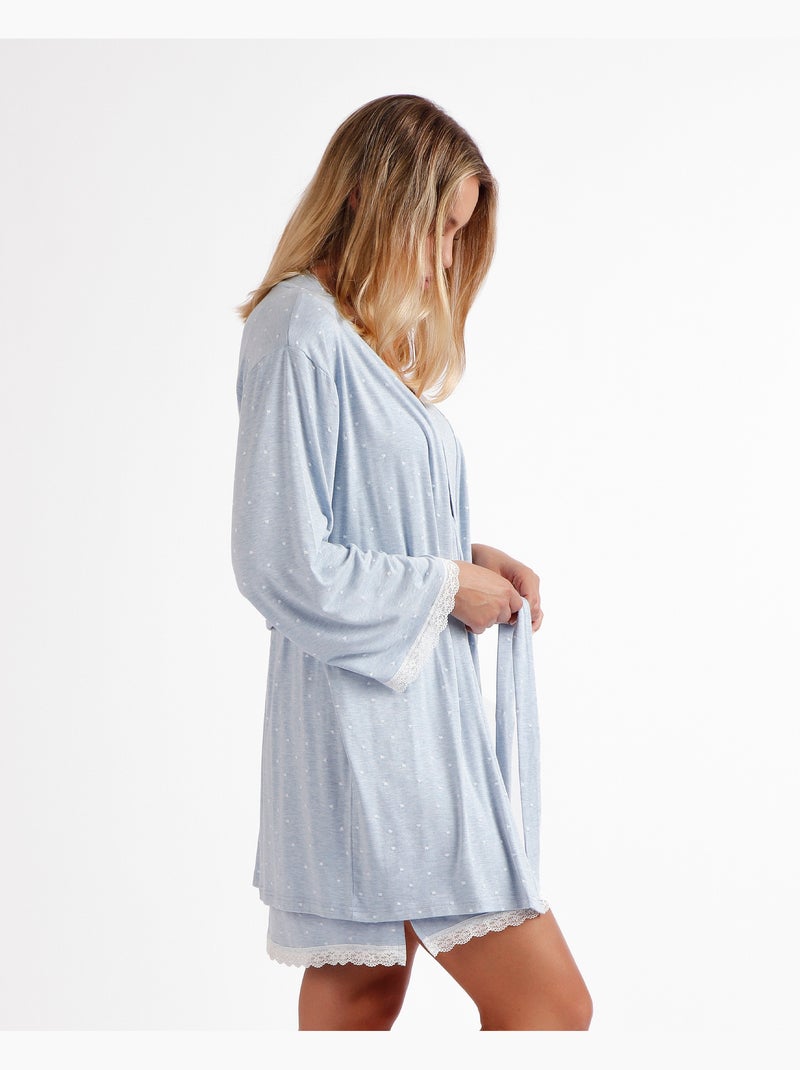 Peignoir à manches longues ADMAS CLASSIC pour femme, motif curs doux Bleu - Kiabi