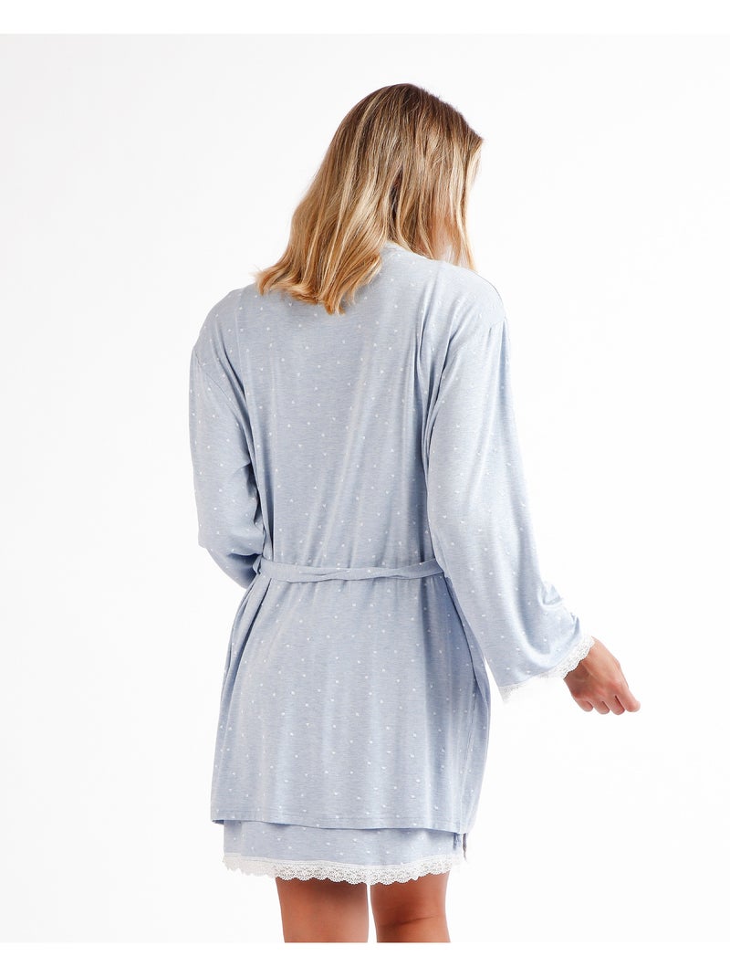 Peignoir à manches longues ADMAS CLASSIC pour femme, motif curs doux Bleu - Kiabi