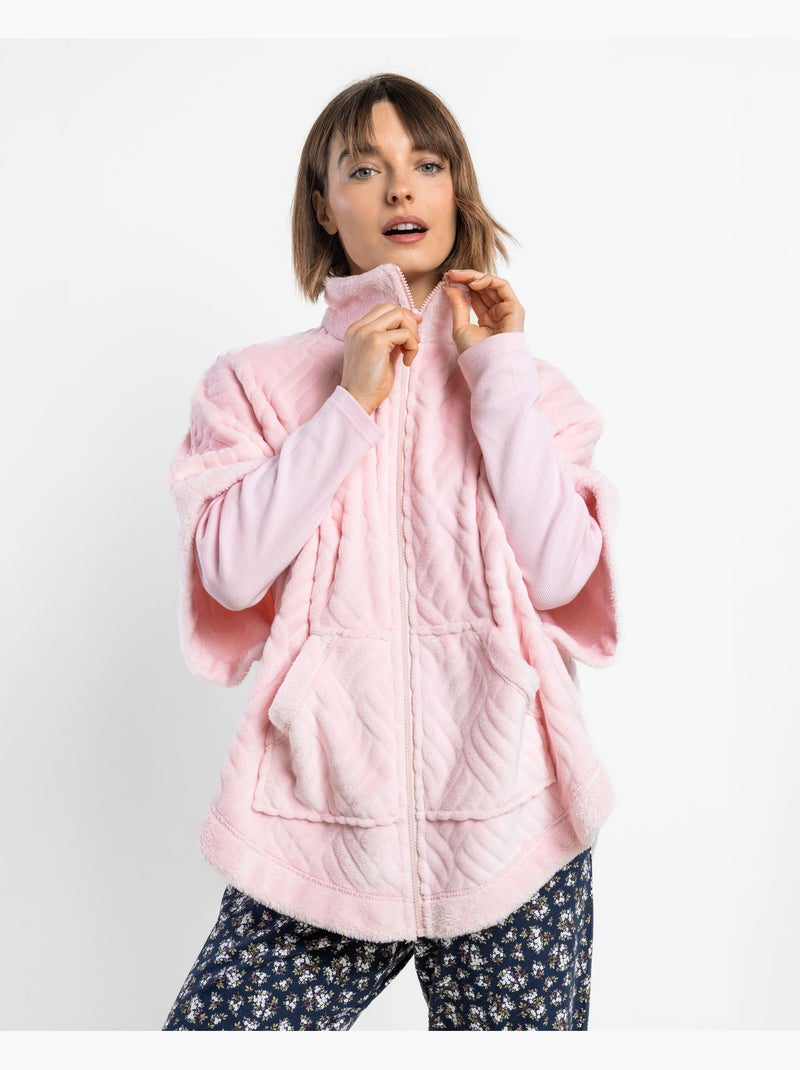 Peignoir ADMAS pour femme, style Liberty foncé, manches françaises Rose - Kiabi