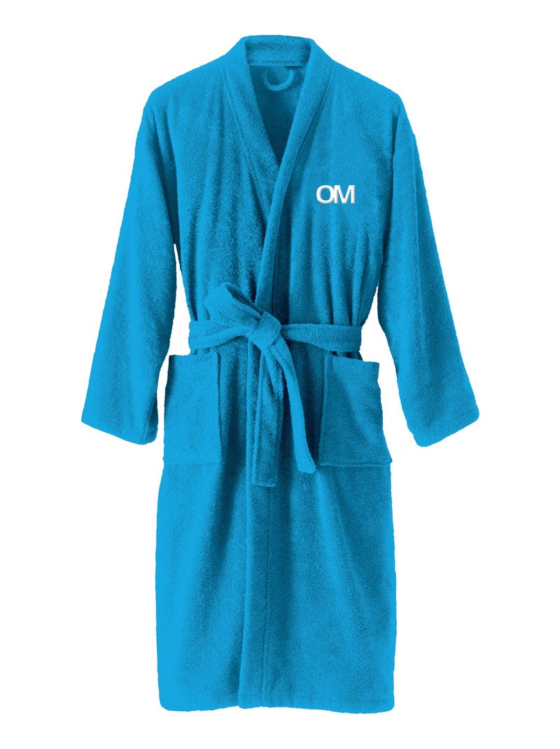 Peignoir adulte 100% coton, OM 1899 Bleu - Kiabi