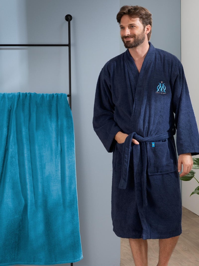 Peignoir adulte 100% coton, OM RUBAN Bleu - Kiabi