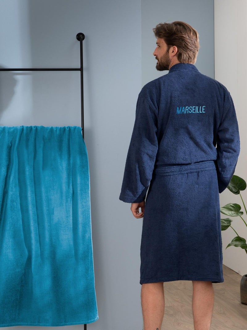 Peignoir adulte 100% coton, OM RUBAN Bleu - Kiabi