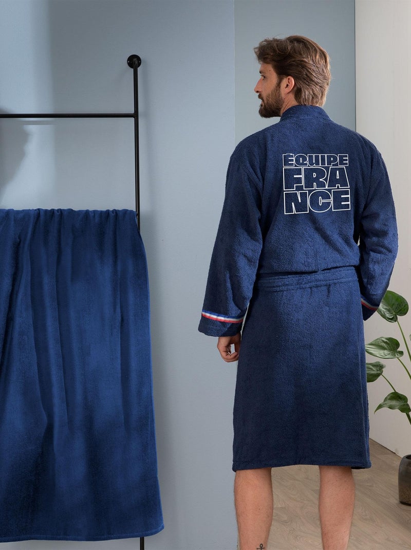 Peignoir adulte 100% coton, PARIS 2024 EQUIPE DE FRANCE OLYMPIQUE COQ Bleu marine - Kiabi