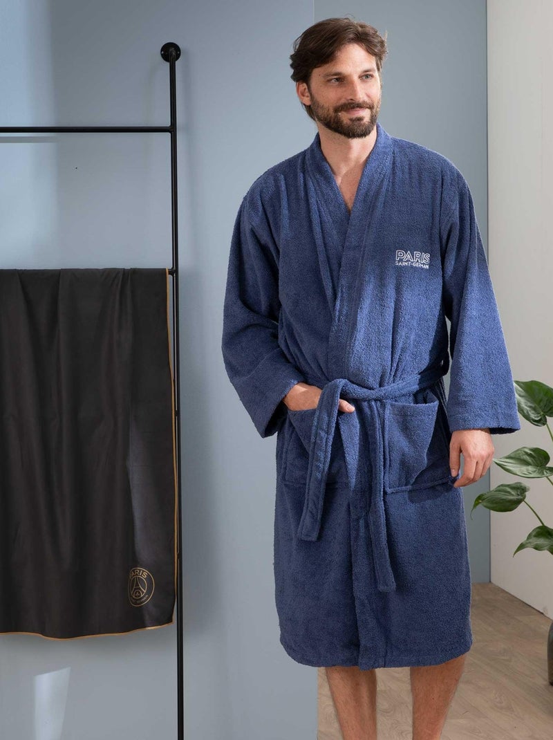 Peignoir adulte 100% coton, PSG PARISIAN Bleu - Kiabi