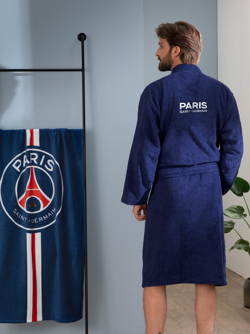 Peignoir adulte 100% coton, PSG RUBAN Bleu marine - Kiabi