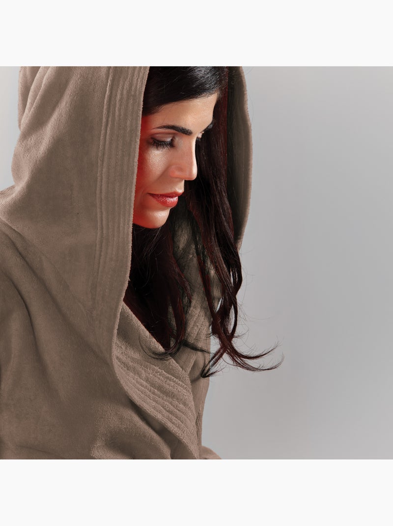 Peignoir adulte à capuche COOL en velours Gris taupe - Kiabi