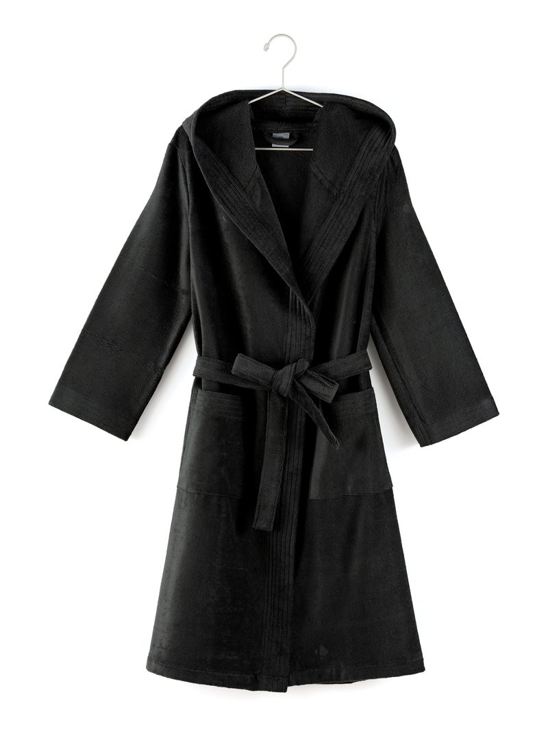 Peignoir adulte à capuche COOL en velours Noir Noir - Kiabi