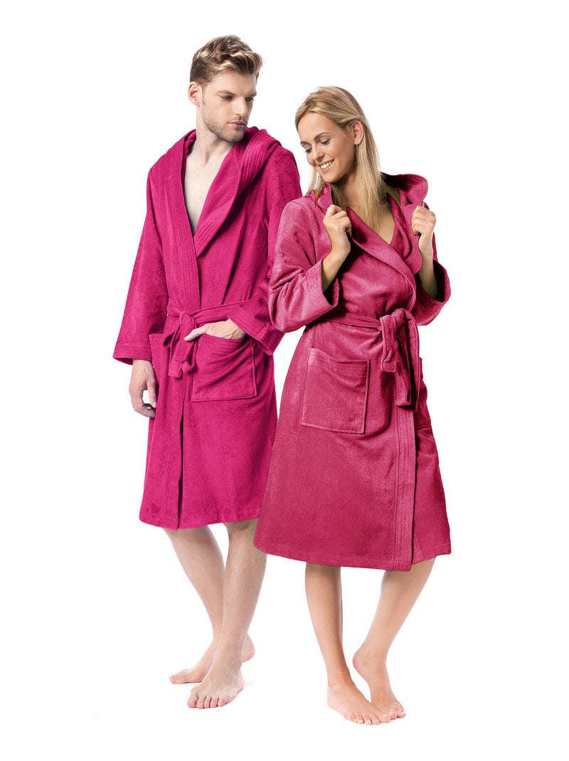 Peignoir adulte à capuche COOL en velours Rose fushia - Kiabi