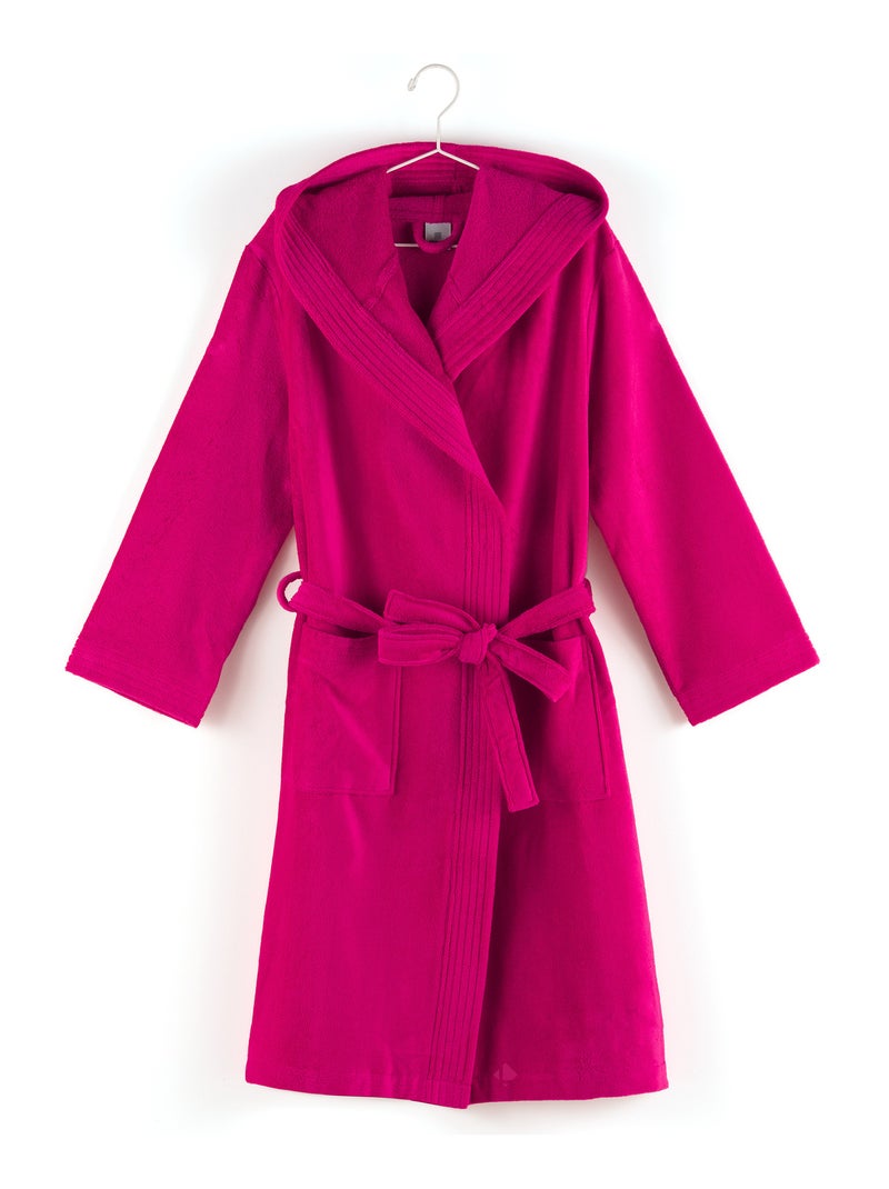 Peignoir adulte à capuche COOL en velours Rose fushia - Kiabi