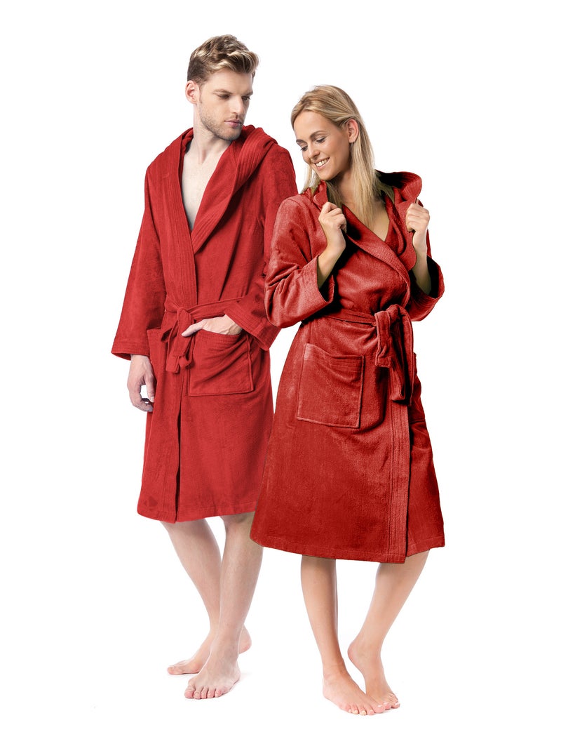 Peignoir adulte à capuche COOL en velours Rouge - Kiabi